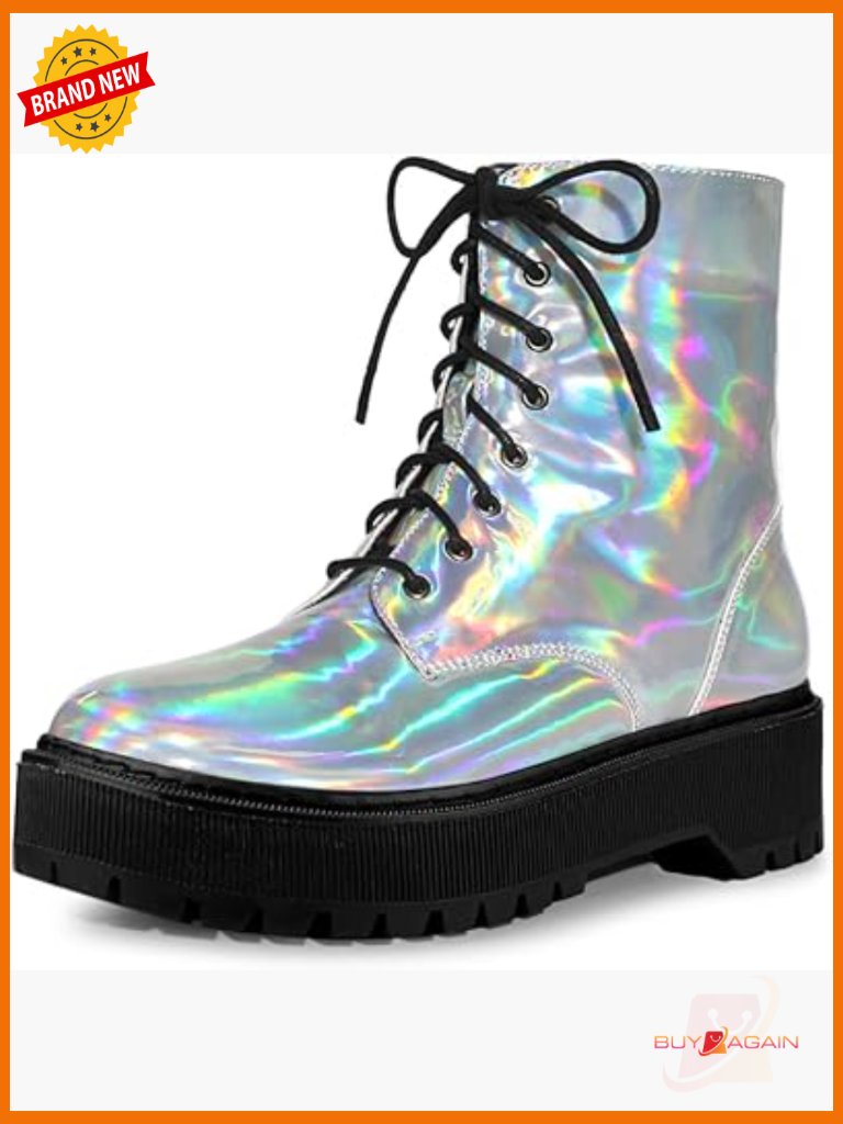 Women's Round Toe Platform Lace Up Combat Ankle Boots